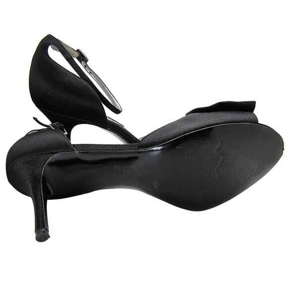 Nina New York Black Satin Rhinestone Ankle Strap Heels Size 8M - Picture 6 of 8